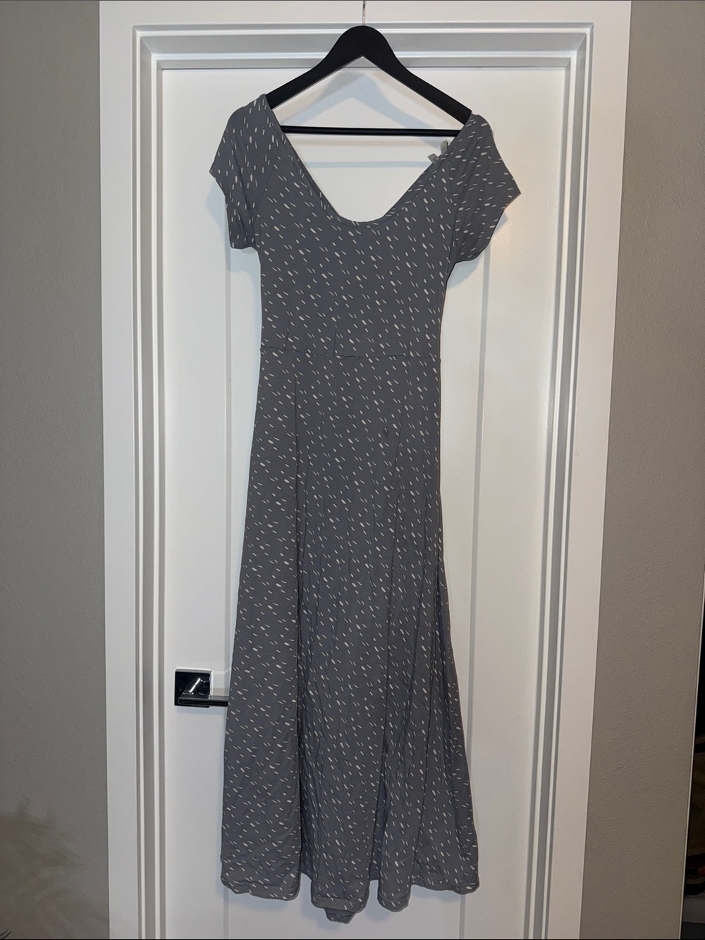 Pact Gray Scoop Neck Short Sleeve Maxi Dress